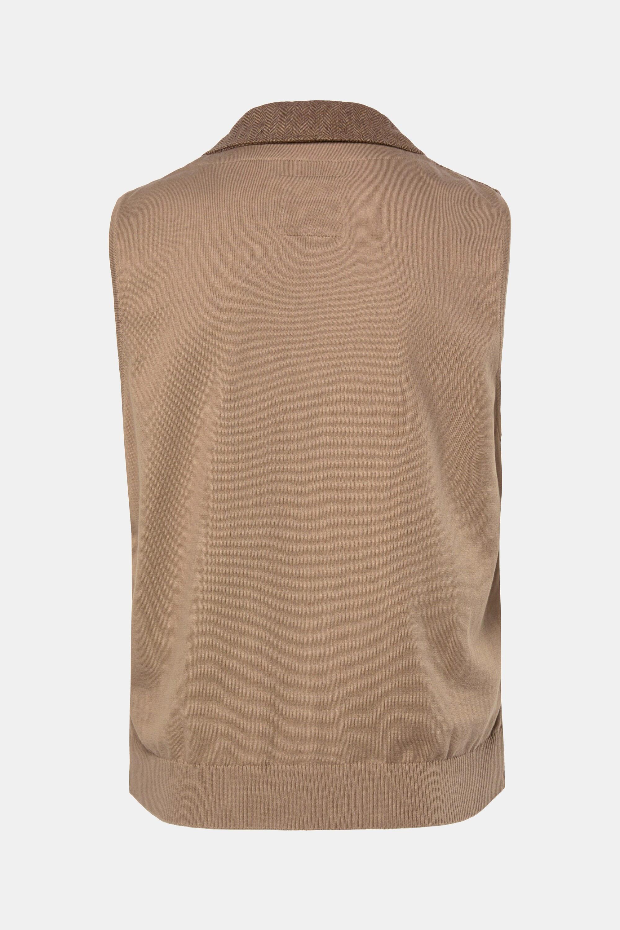 JP1880 FLEXNAMIC Gilet in Tweed Herringbone con Schiena in Maglia  