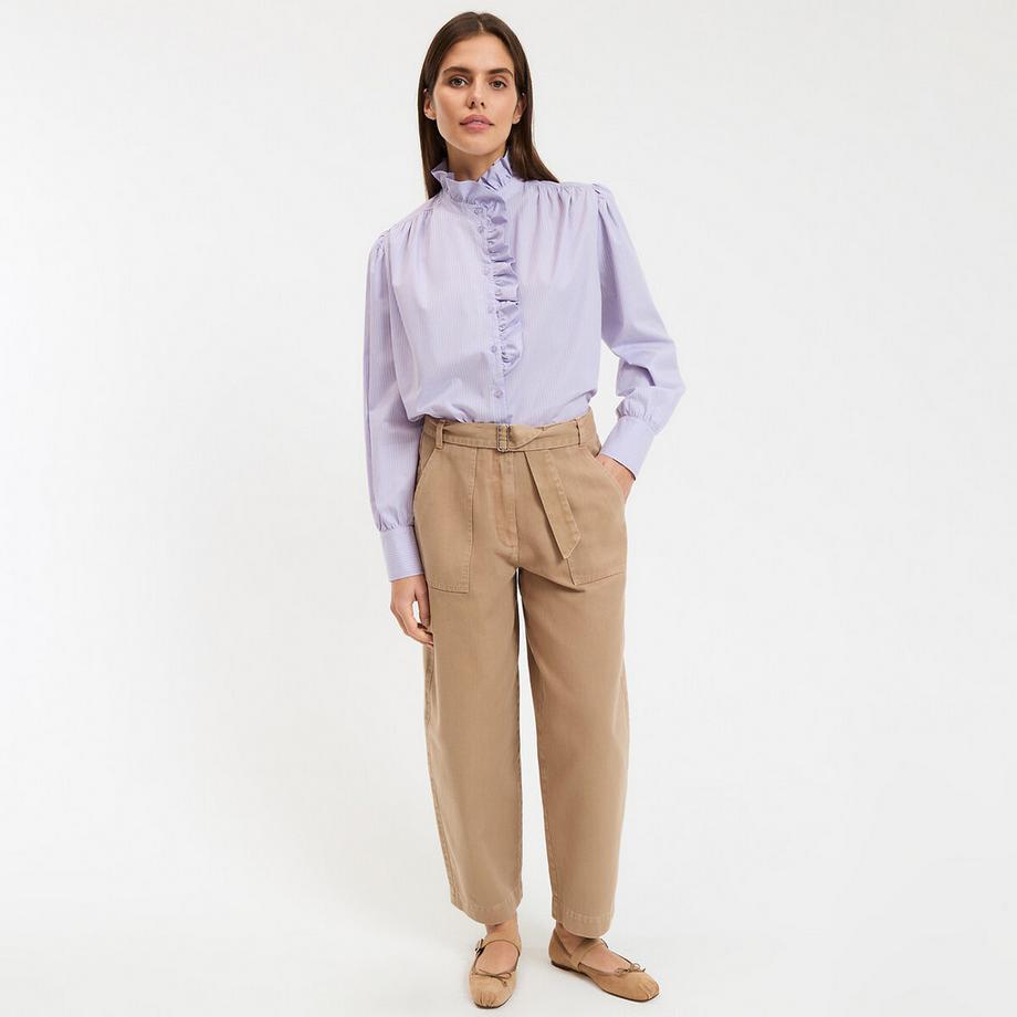 La Redoute Collections Camicetta Boyfriend a righe con collo alto arricciato  