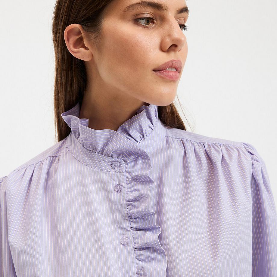 La Redoute Collections Camicetta Boyfriend a righe con collo alto arricciato  