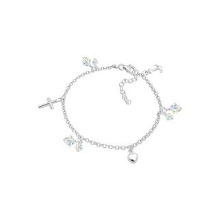 Elli  Bracelet Symbole De L'ancre Et Du Cœur Avec Cristaux 