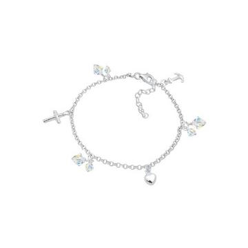 Bracelet Symbole De L'ancre Et Du Cœur Avec Cristaux