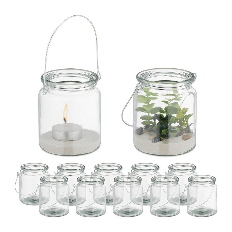 Lanterne in vetro per candele, set da 12