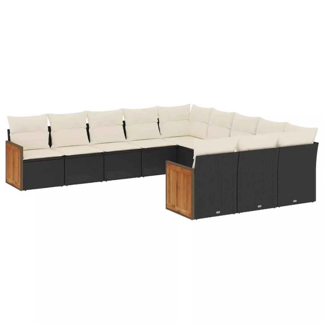 VidaXL - set divano da giardino Polirattan, One Size, Nero