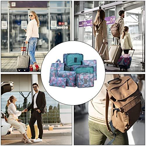 Only-bags.store  Packung mit 8 Packwürfeln, Koffer-Organisationswürfel, mit Schuhbeutel, Wäschesack, Reise-Organisatoren, Kleidersäcke, für Rucksack, Blau Flamingo 