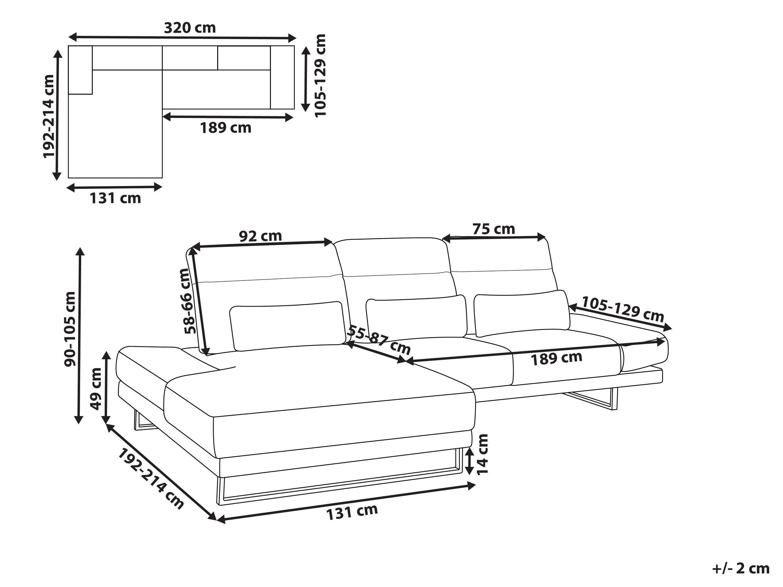 Beliani Canapé d'angle en Polyester Moderne IKAST  