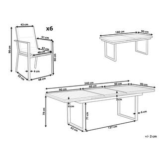 Beliani Essgruppe für 6 Personen aus Aluminium Modern VALCANETTO/BUSSETO  