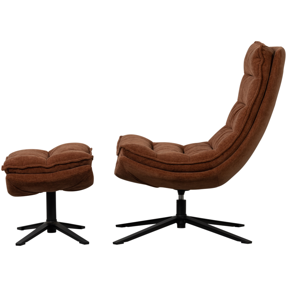 mutoni Fauteuil pivotant avec tabouret Kube marron  