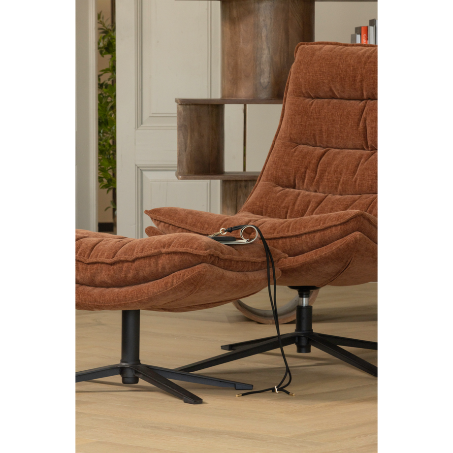 mutoni Fauteuil pivotant avec tabouret Kube marron  