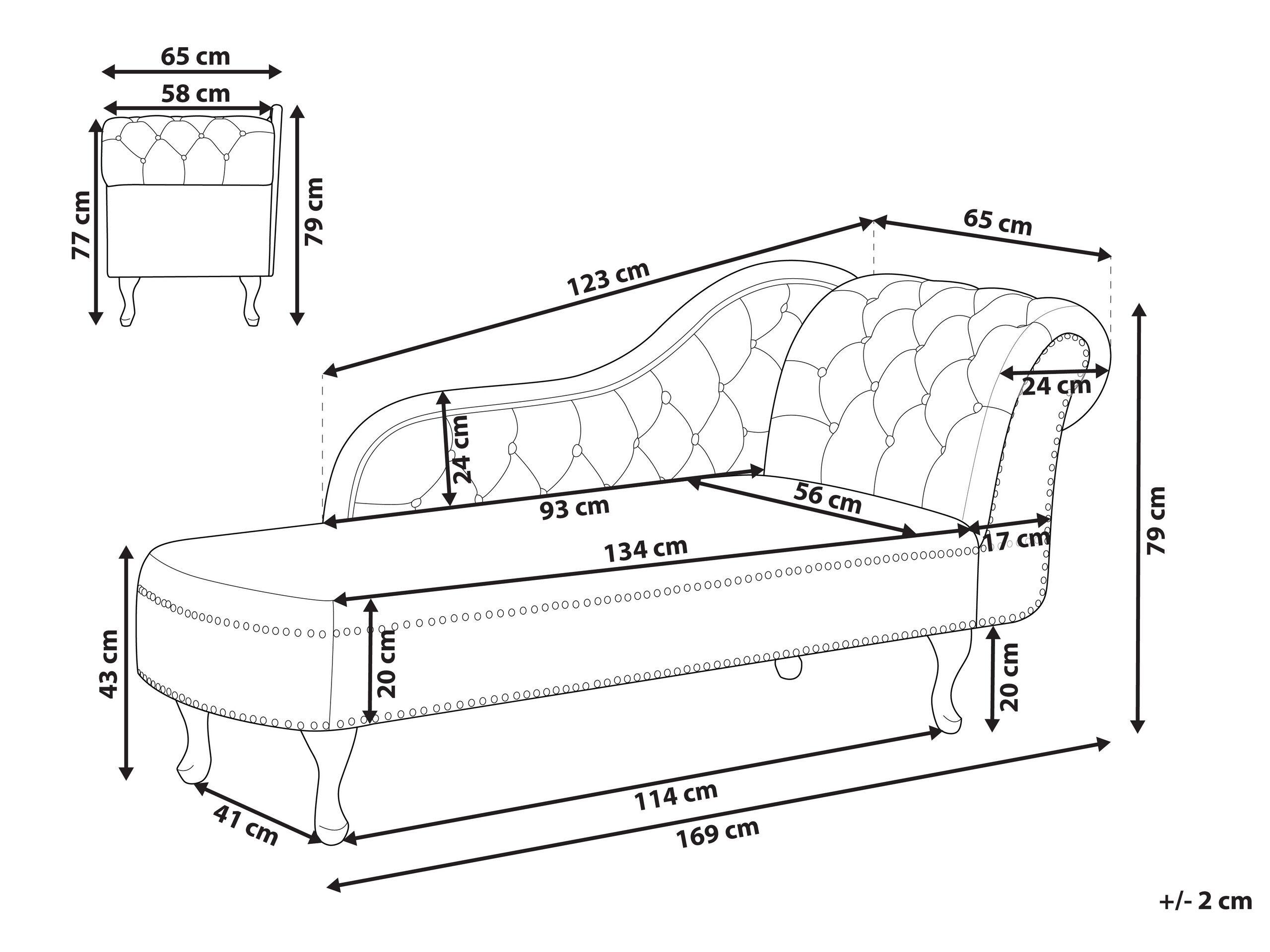 Beliani Chaise longue versione destra en Velluto Classico NIMES  