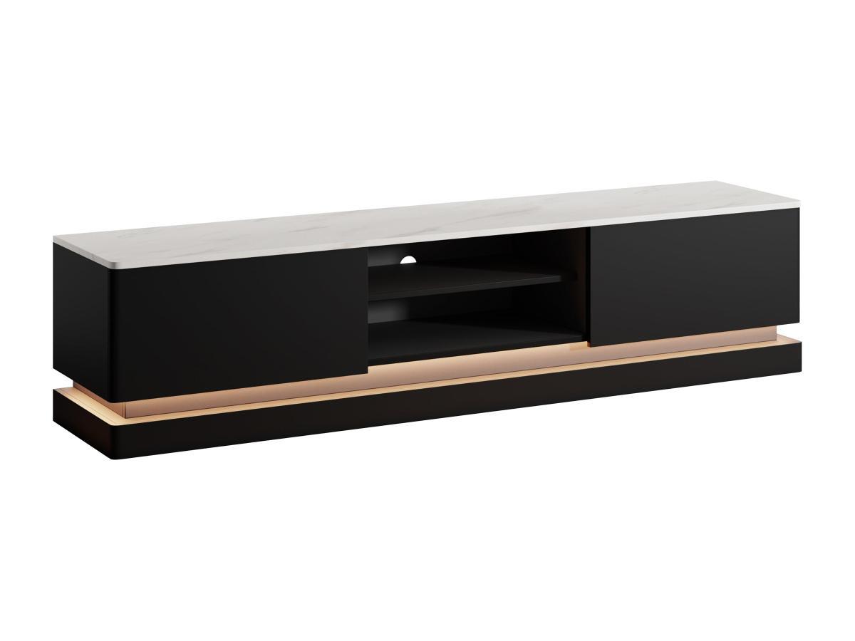 PASCAL MORABITO TV-Möbel - 2 Schubladen & 2 Ablagefächer - Mit LED-Beleuchtung - MDF - Schwarz - Marmor-Optik - DEVIKA von Pascal MORABITO  