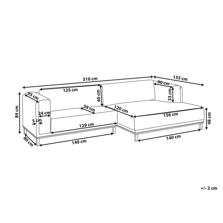Beliani Divano angolare en Tessuto Classico VENG  