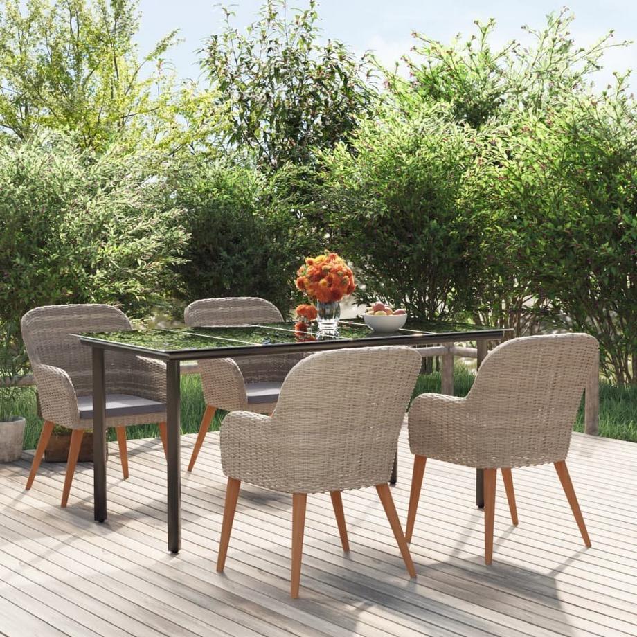 VidaXL Ensemble de salle à manger de jardin rotin synthétique  