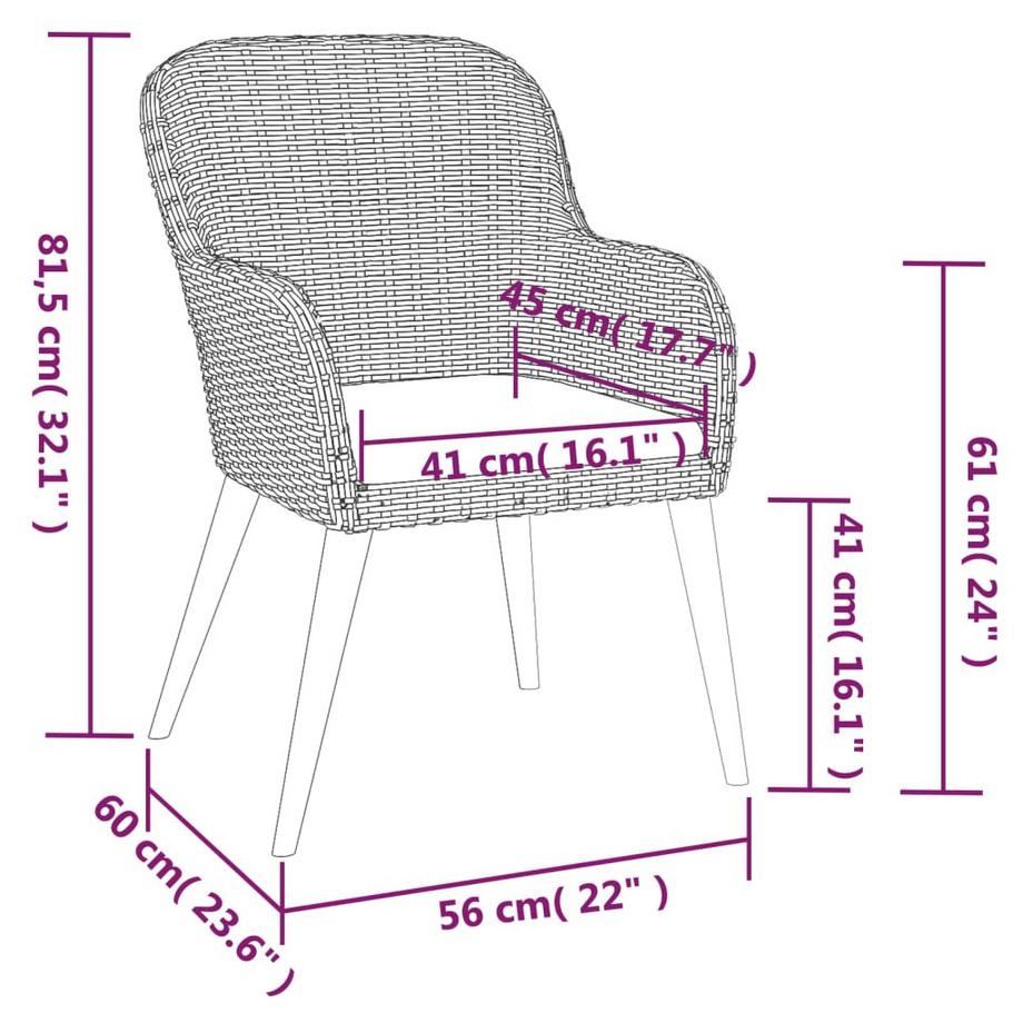 VidaXL Ensemble de salle à manger de jardin rotin synthétique  
