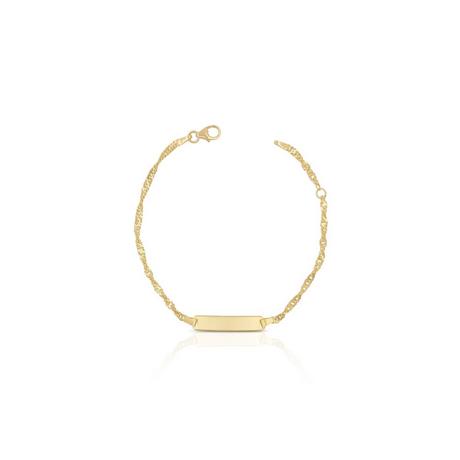 MUAU Schmuck  Bébé Bracelet Singapur Gelbgold 750, 14cm Gravurplatte 2.4cm 