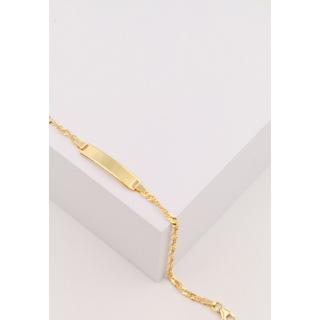 MUAU Schmuck  Bébé Bracelet Singapur Gelbgold 750, 14cm Gravurplatte 2.4cm 