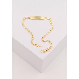 MUAU Schmuck  Bébé Bracelet Singapur Gelbgold 750, 14cm Gravurplatte 2.4cm 