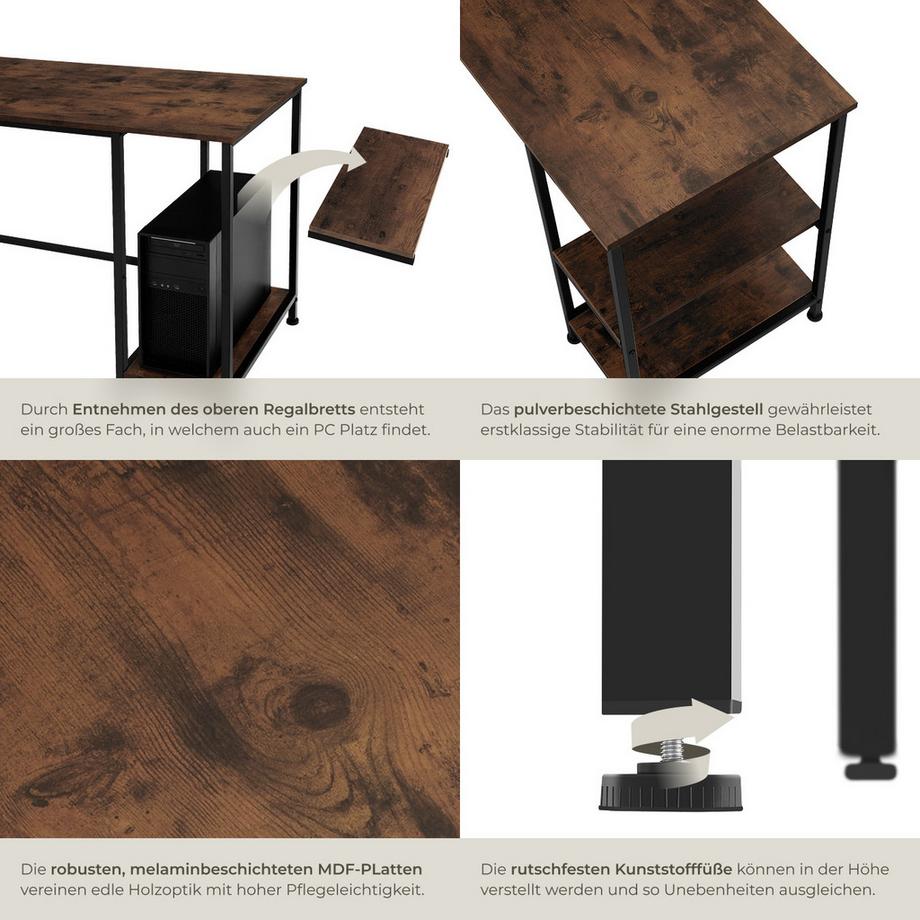 Tectake Schreibtisch Hamilton Industrial Style Holz und Stahl  