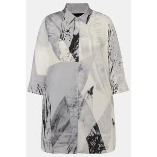 Ulla Popken Blusa lunga con piume Collo da camicia Maniche 3/4  