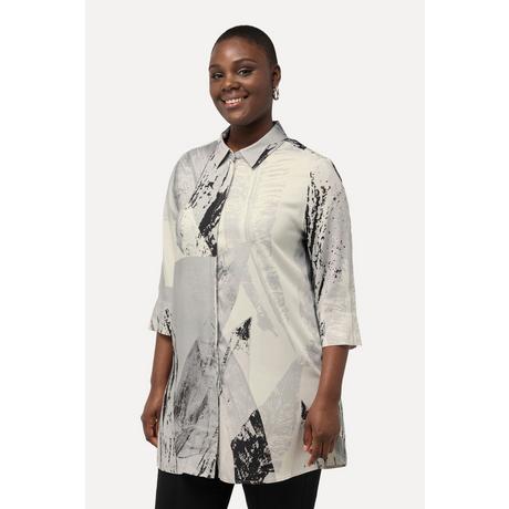 Ulla Popken  Longbluse, Federn, Hemdkragen, 3/4-Arm 