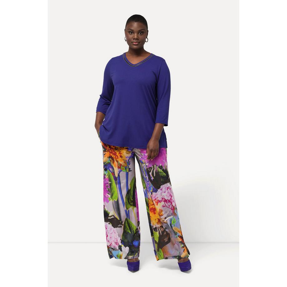 Ulla Popken Pantalon Slinky à Fleurs Jambe Large  