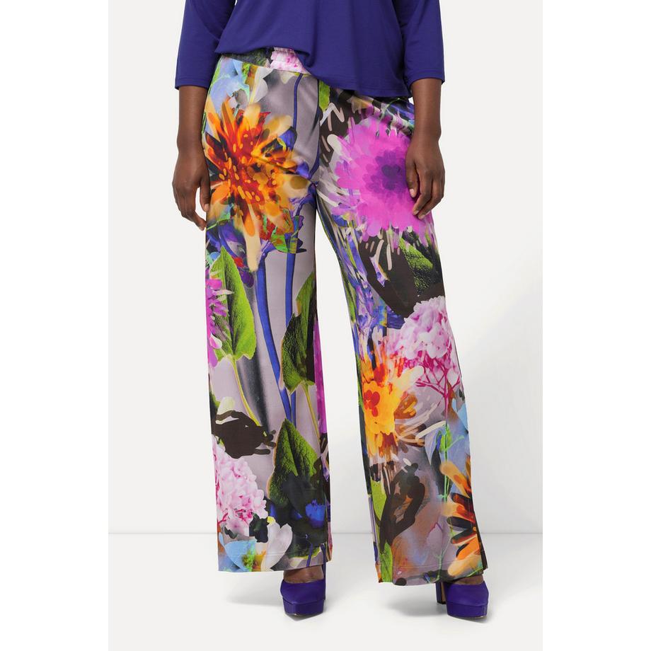Ulla Popken Pantalon Slinky à Fleurs Jambe Large  