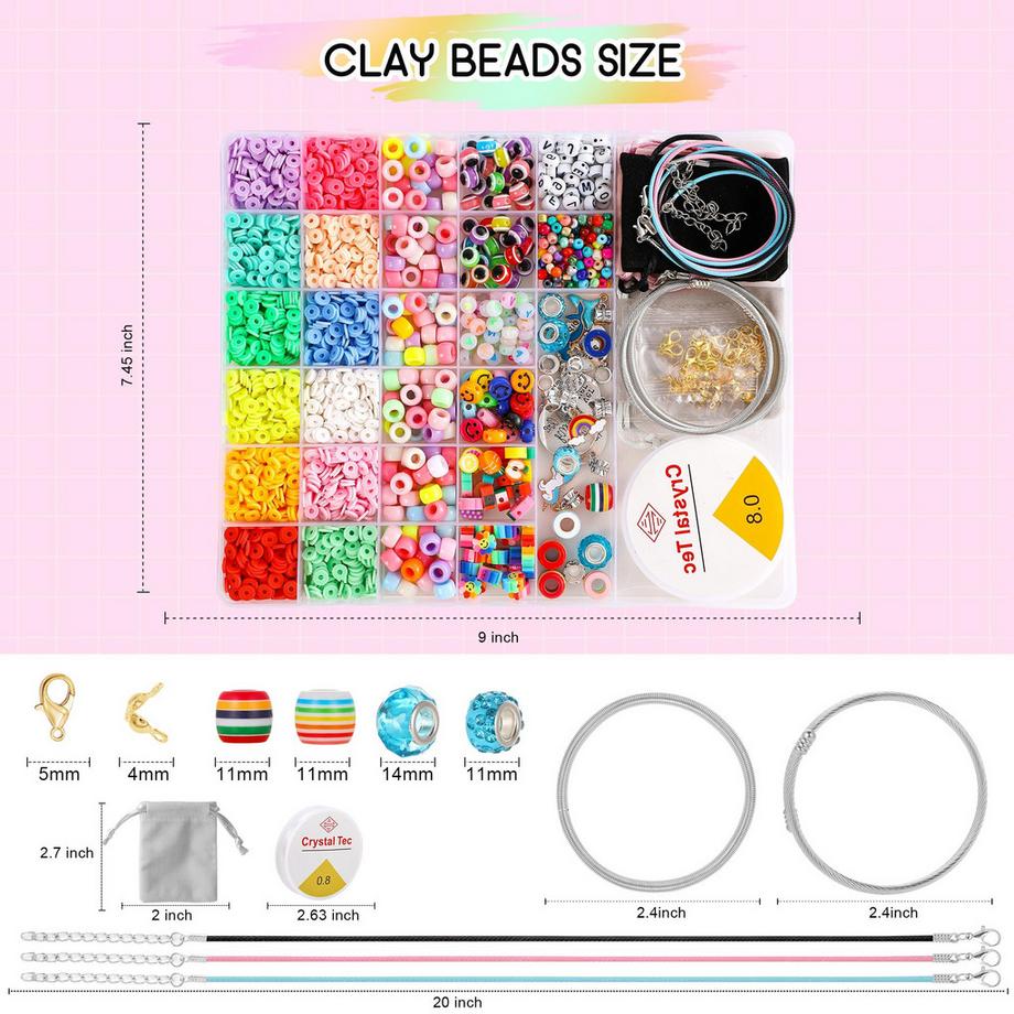 Activity-board  Jeu de perles pour bracelets à faire soi-même, avec perles pour lettres 