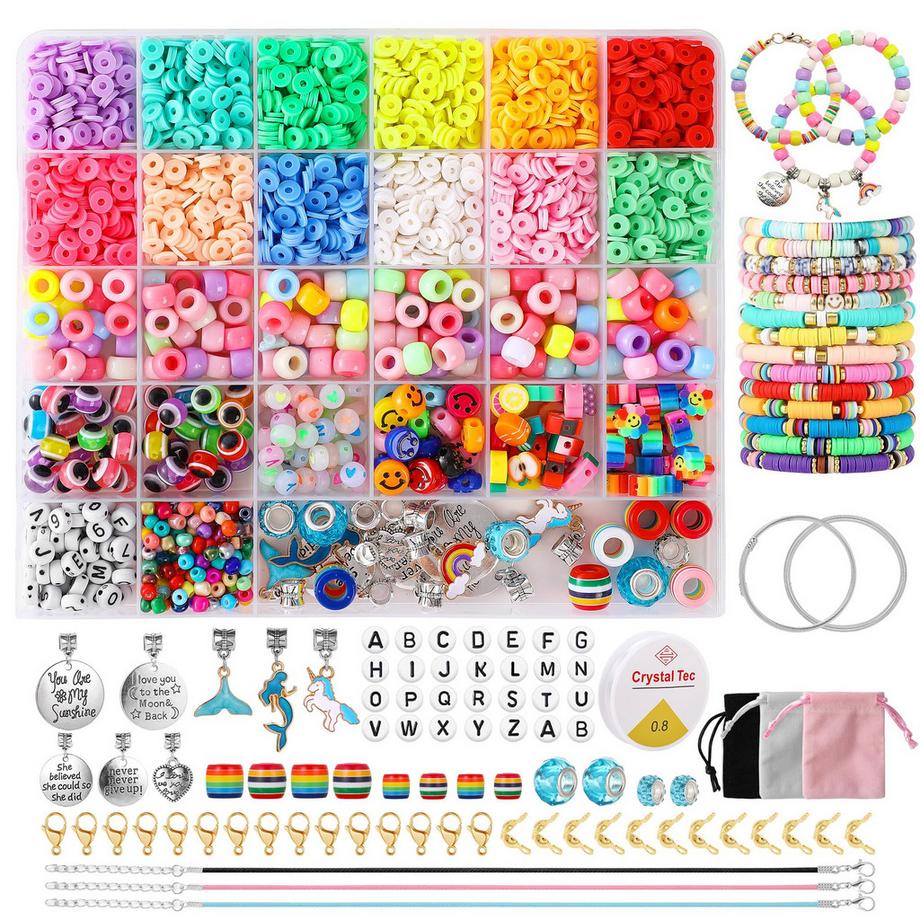 Jeu de perles pour bracelets à faire soi-même, avec perles pour lettres