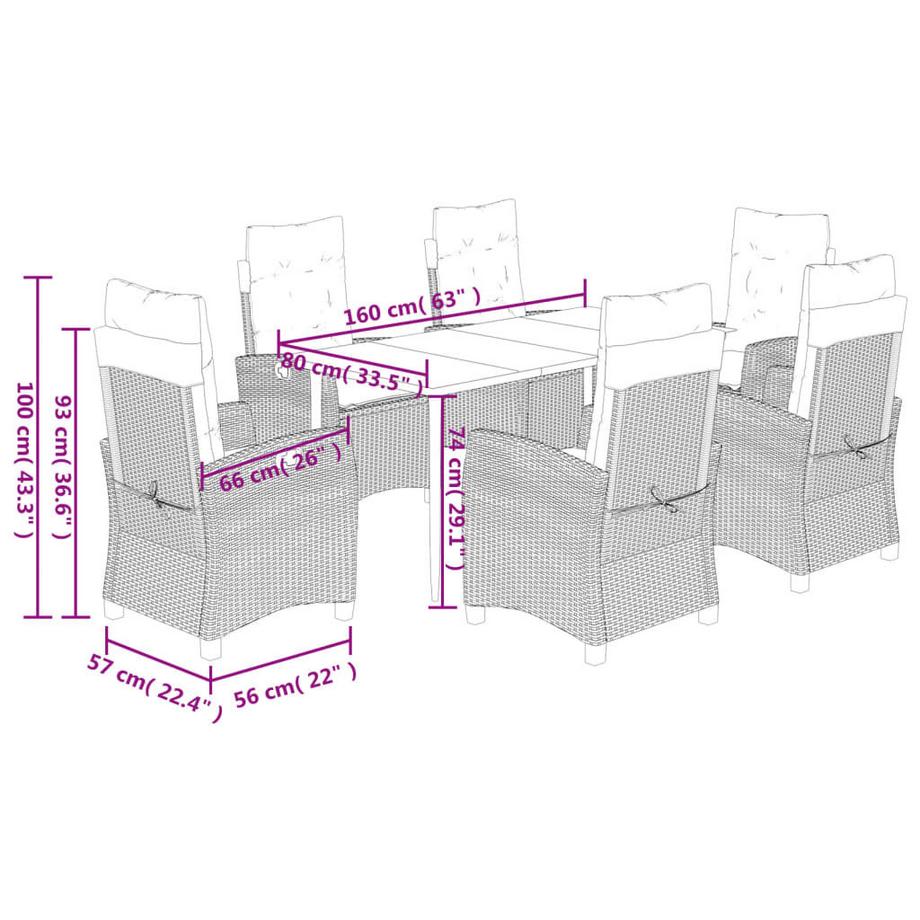 VidaXL Ensemble à manger de jardin rotin synthétique  