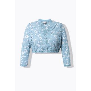 Ulla Popken Dirndlbluse Spitze V-Ausschnitt 3/4-Arm Gummisaum  