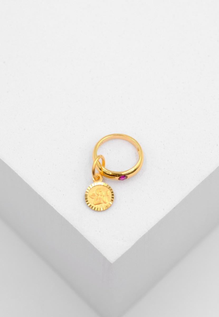 MUAU Schmuck  Anhänger Taufring Gelbgold 750 Rubin 