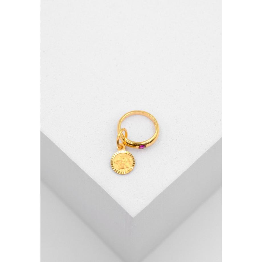 MUAU Schmuck  Anhänger Taufring Gelbgold 750 Rubin 