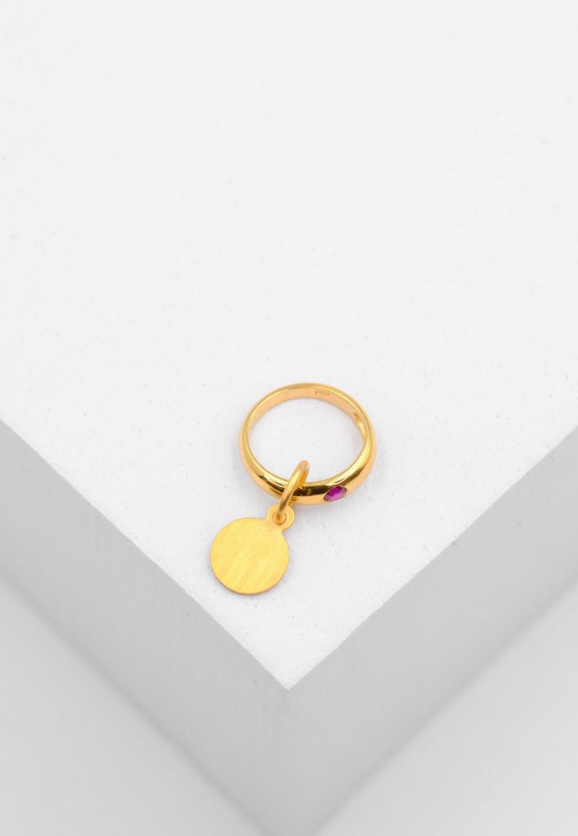 MUAU Schmuck  Anhänger Taufring Gelbgold 750 Rubin 