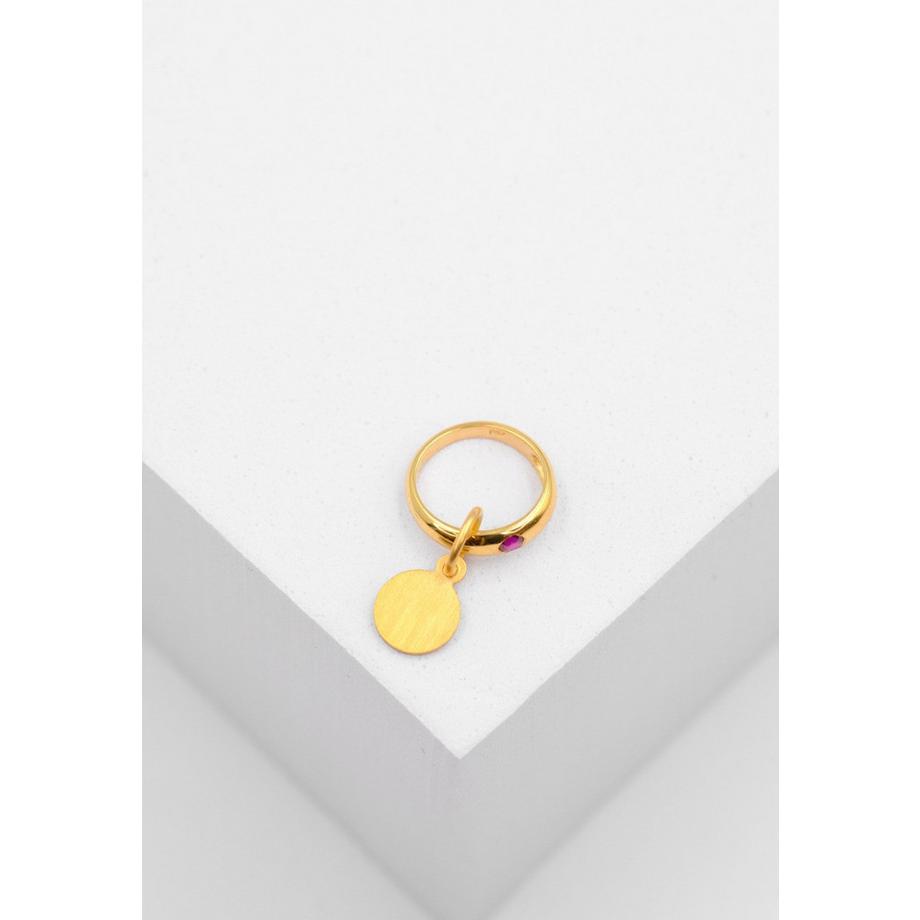 MUAU Schmuck  Anhänger Taufring Gelbgold 750 Rubin 
