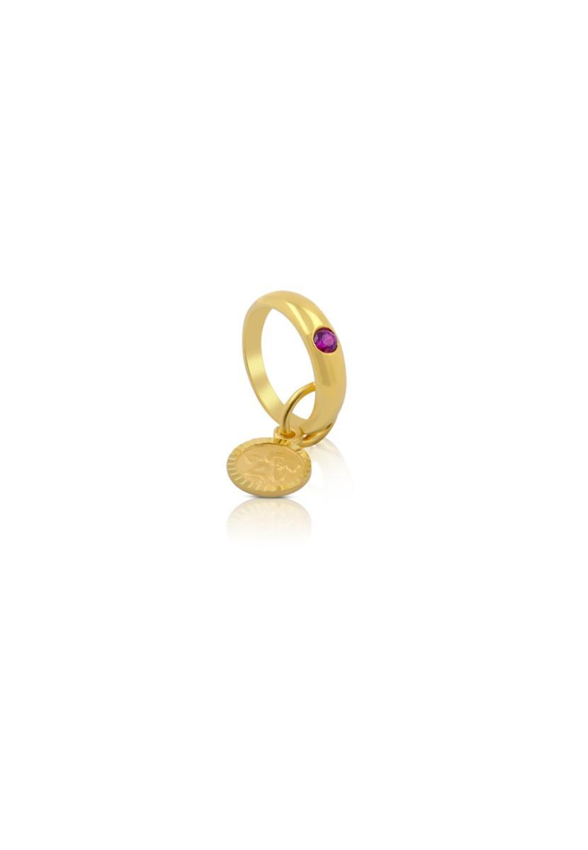 MUAU Schmuck  Pendentif anneau de baptàªme or jaune 750 rubis 