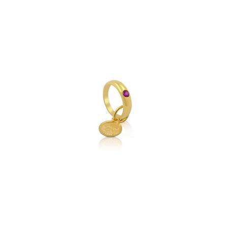 MUAU Schmuck  Pendentif anneau de baptàªme or jaune 750 rubis 