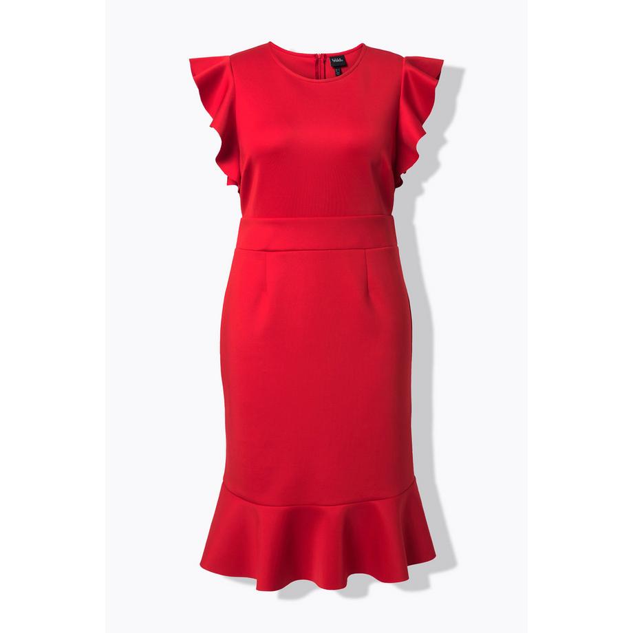 Ulla Popken Abito Scuba Vestibilità Comoda Maniche Corte Aletta  