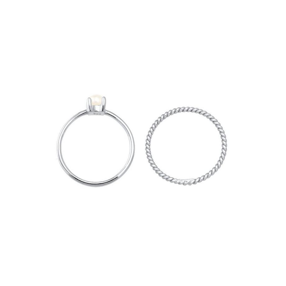 Elli  Ring Ring Set Perle Twisted 925 Silber 
