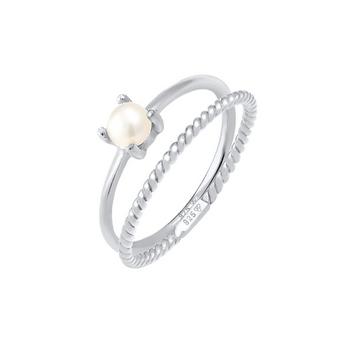 Bague Ring Set Perle Twisted 925 Silber