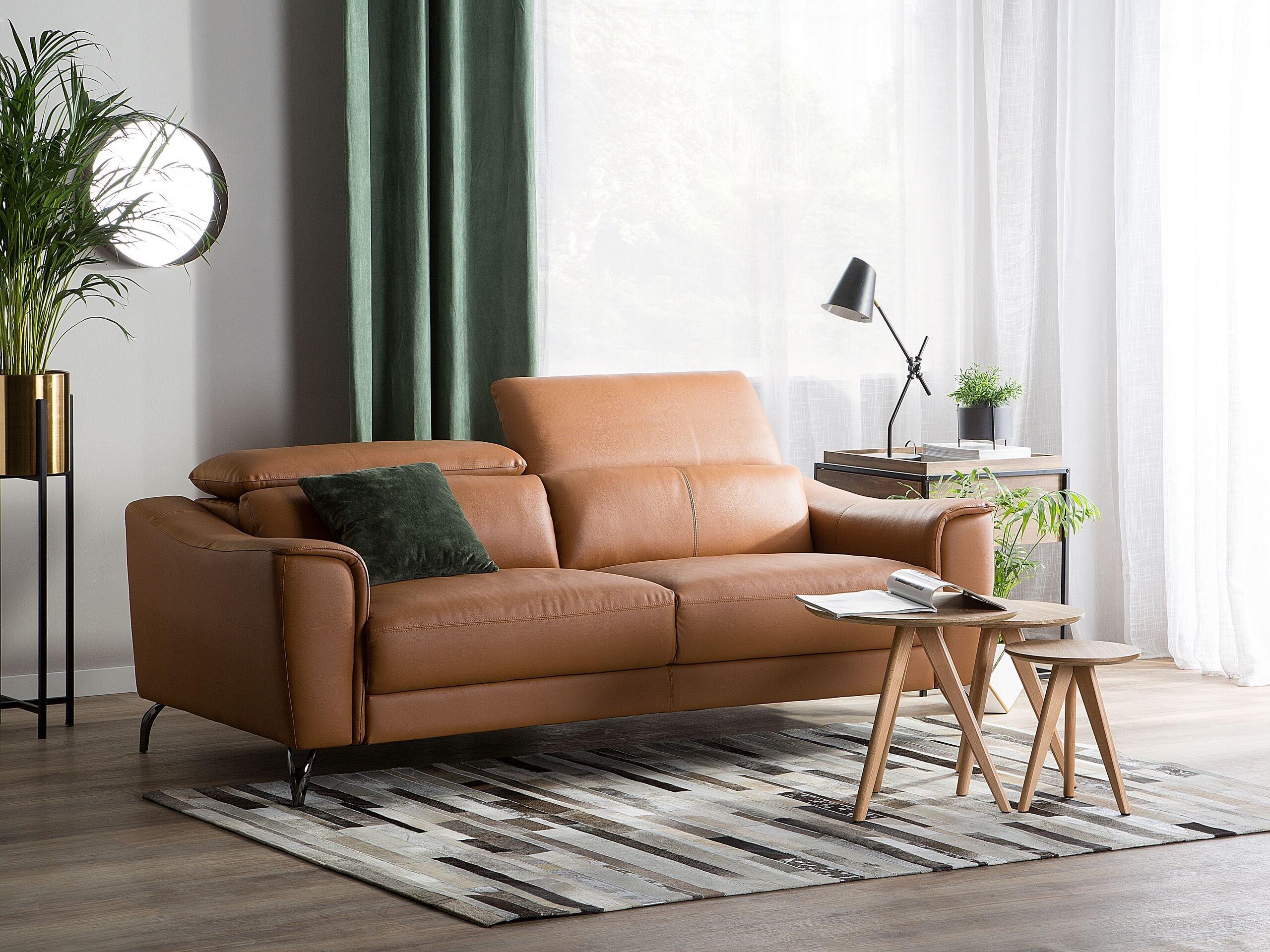 Beliani 3 Sitzer Sofa aus Echtleder Retro NARWIK  