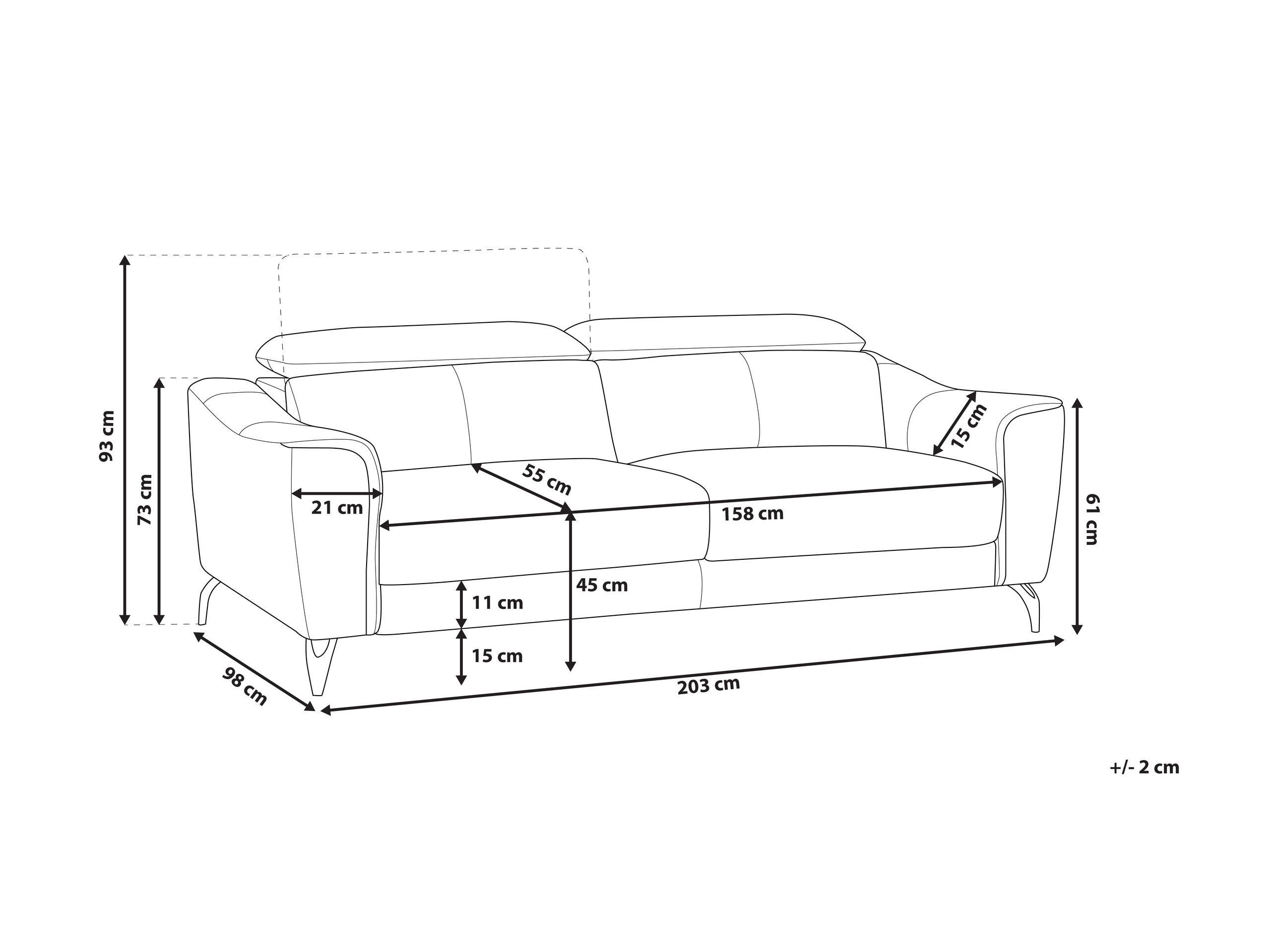 Beliani 3 Sitzer Sofa aus Echtleder Retro NARWIK  