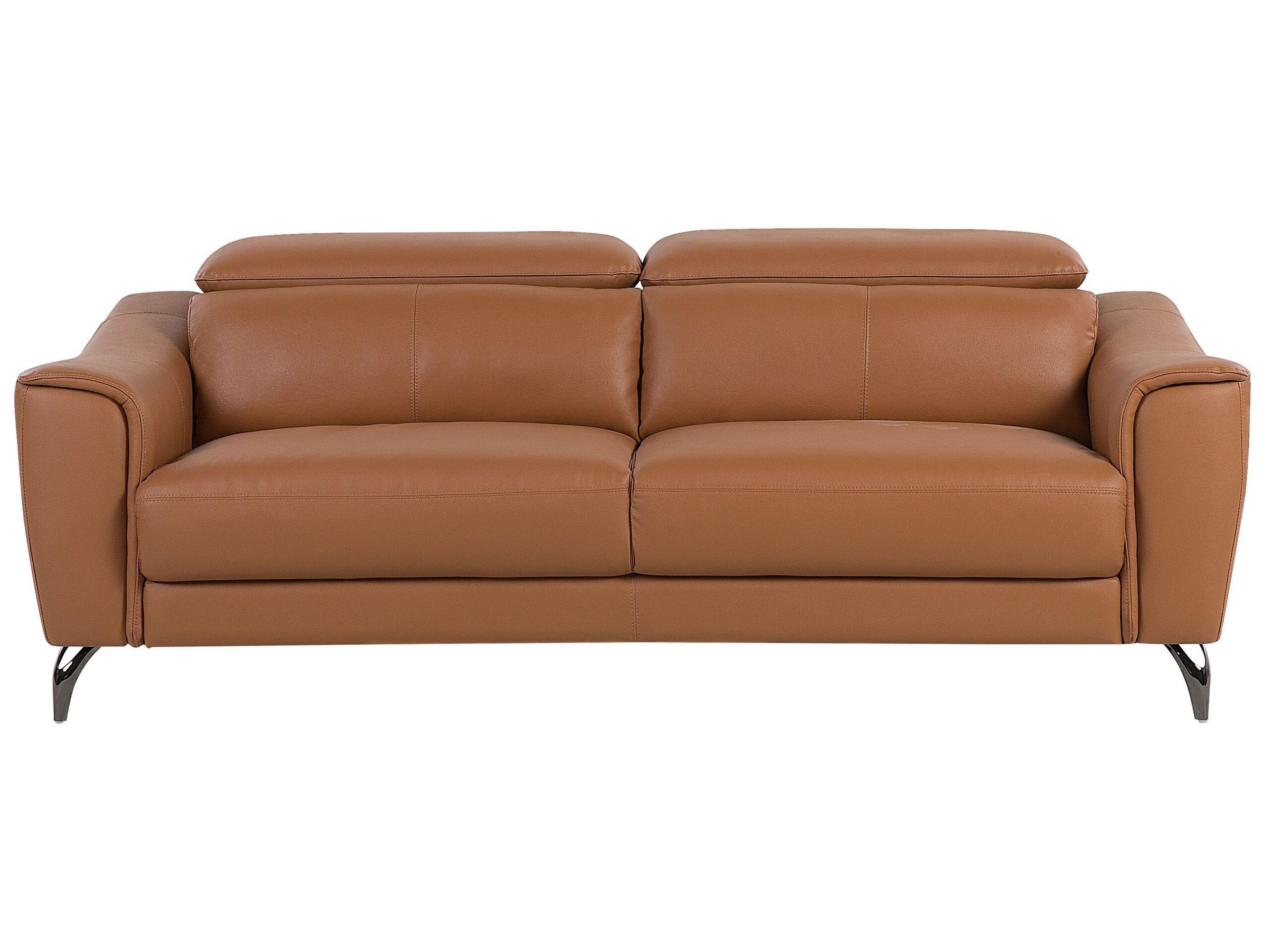 Beliani 3 Sitzer Sofa aus Echtleder Retro NARWIK  