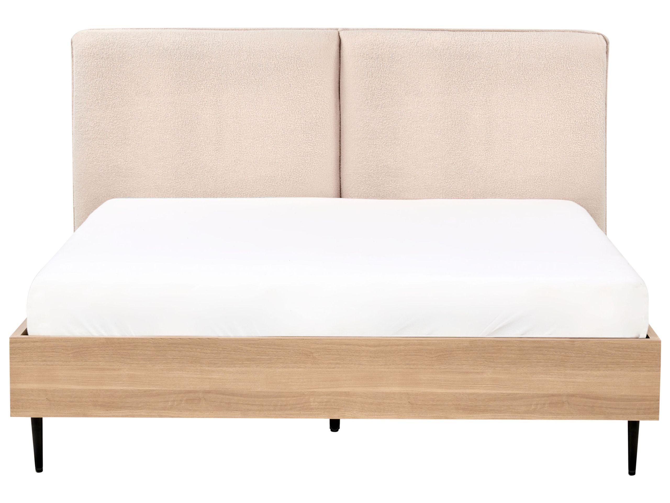 Beliani Lit avec sommier en Bouclé Traditionnel LIMANTON  