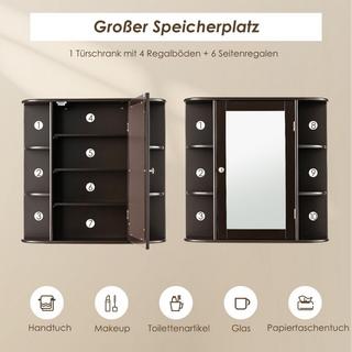 Northio Aufbewahrungsschrank zur Wandmontage Mehrzweck-Medizinschrank für Bad 66 x 16,7 x 63 cm Braun  