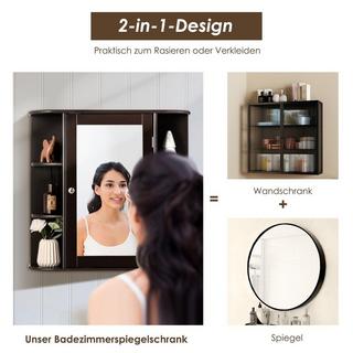 Northio Aufbewahrungsschrank zur Wandmontage Mehrzweck-Medizinschrank für Bad 66 x 16,7 x 63 cm Braun  
