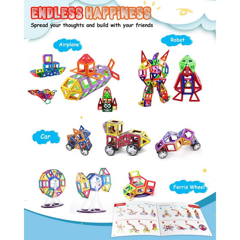 Activity-board  Blocs de construction magnétiques, 116 pièces Blocs de construction magnétiques Jouets magnétiques 