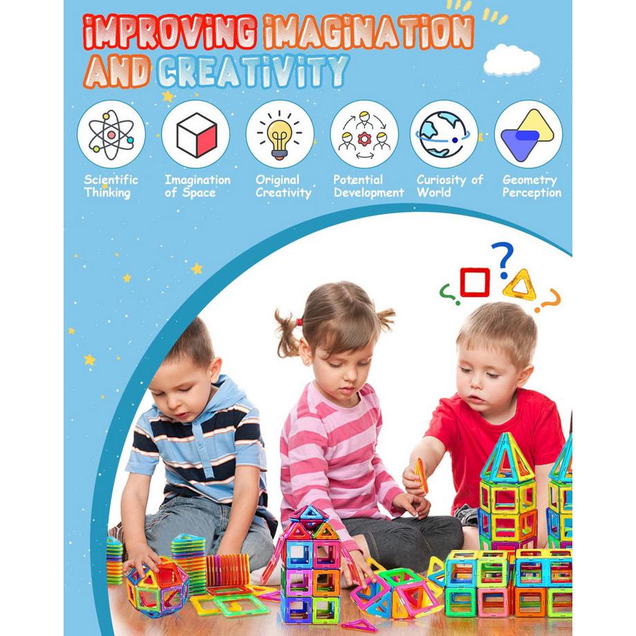 Activity-board  Blocs de construction magnétiques, 116 pièces Blocs de construction magnétiques Jouets magnétiques 