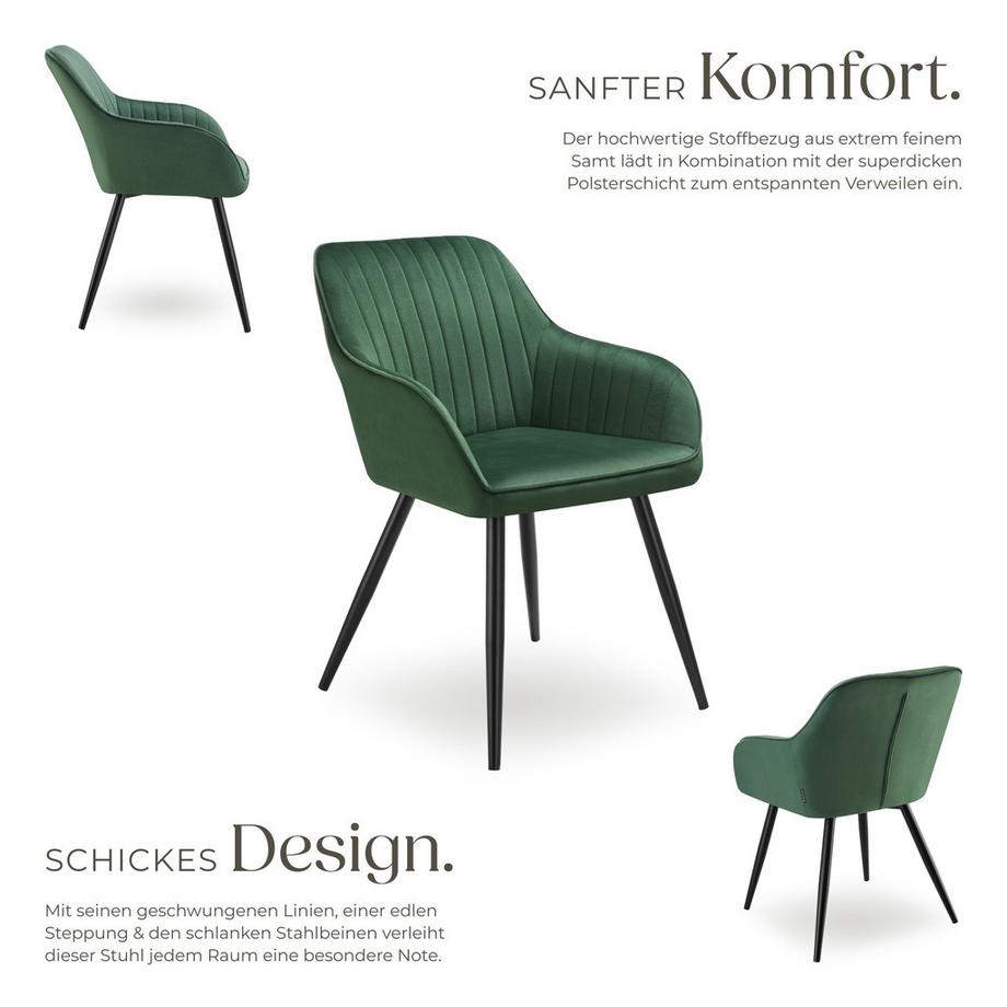 Tectake Sedia da pranzo Marilyn Imbottita, effetto velluto, trapuntata  