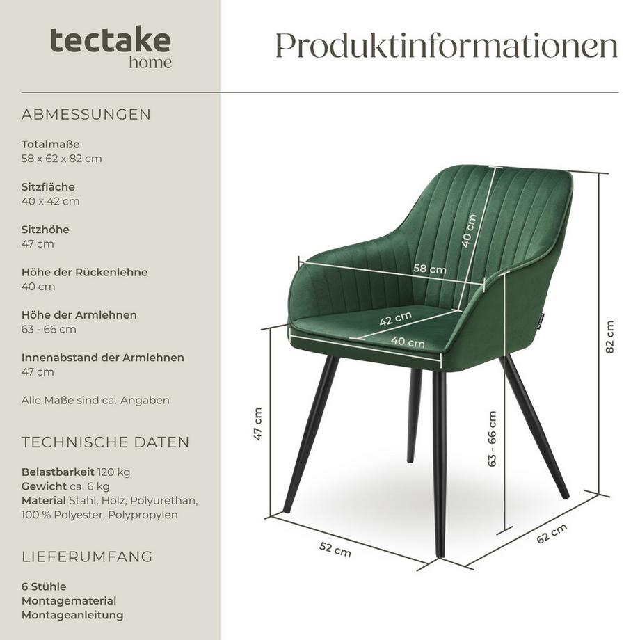 Tectake Sedia da pranzo Marilyn Imbottita, effetto velluto, trapuntata  