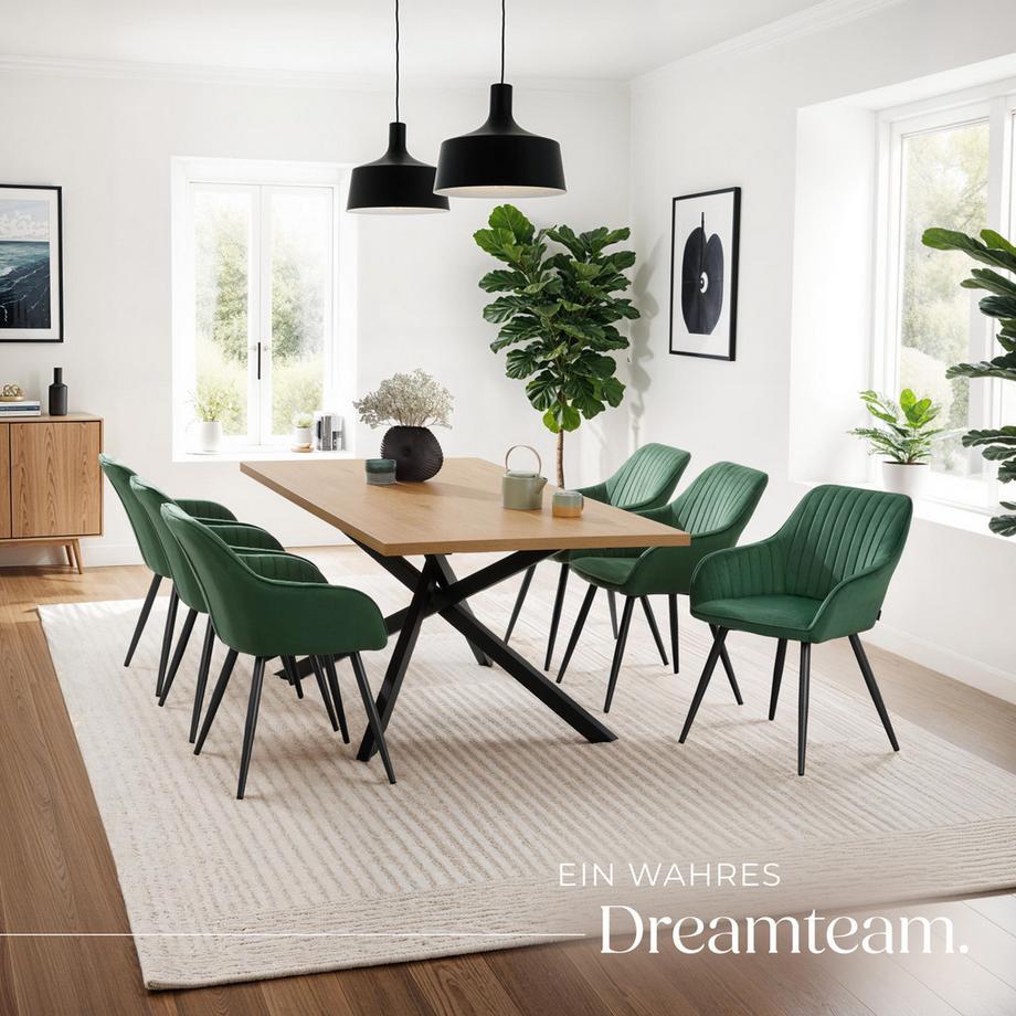 Tectake Sedia da pranzo Marilyn Imbottita, effetto velluto, trapuntata  