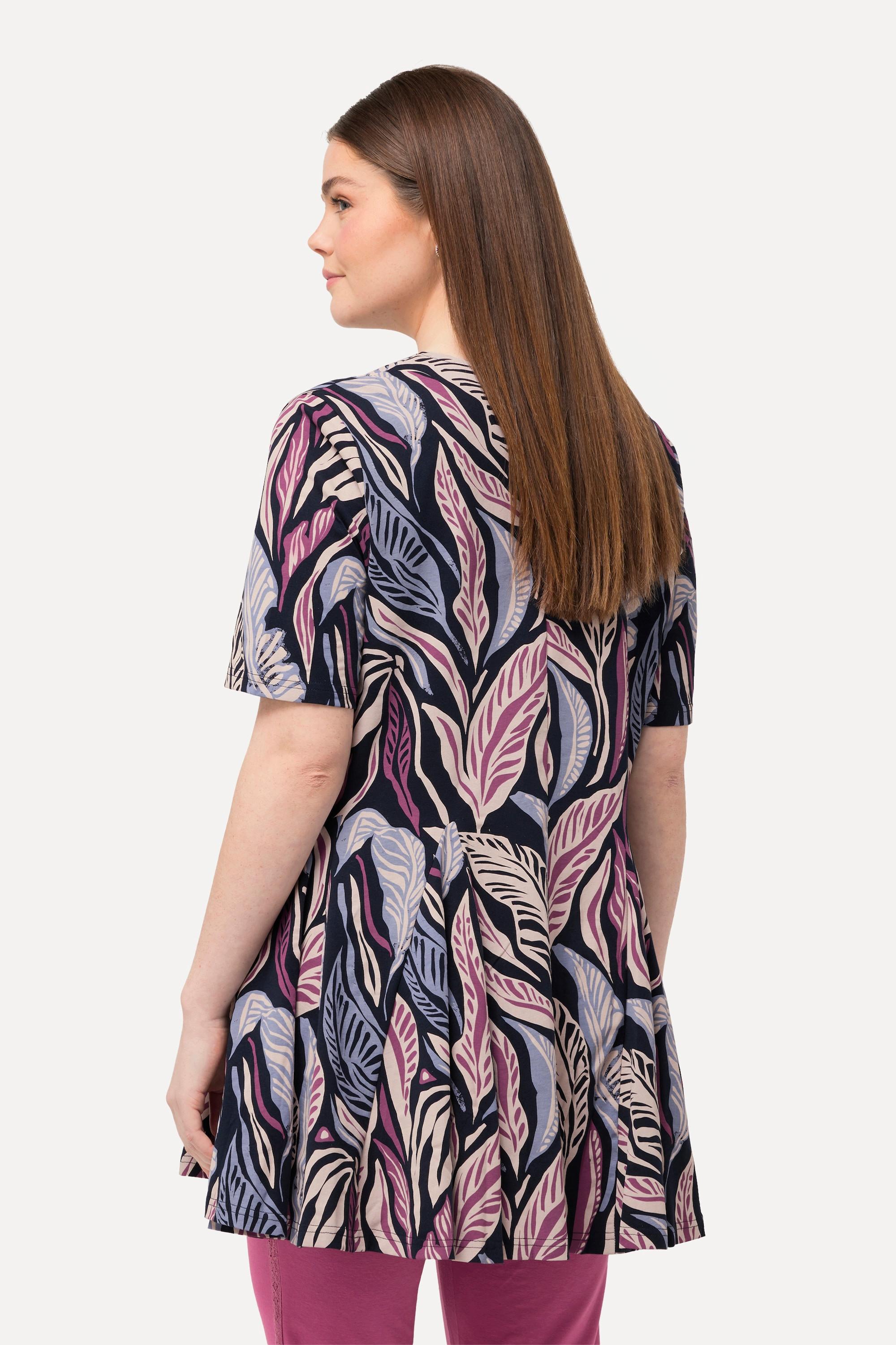 Ulla Popken Maglia lunga Scollo a tunica Mezze maniche Cotone biologico  